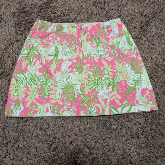 Lilly Pulitzer Girls Skort Size 12 Pink Green Tropical Print - Picture 3 of 4